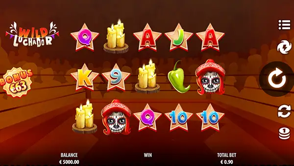Wild Luchador base game screenshot showing reels and features