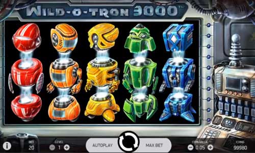 Wild O Tron 3000 base game screenshot showing reels and features