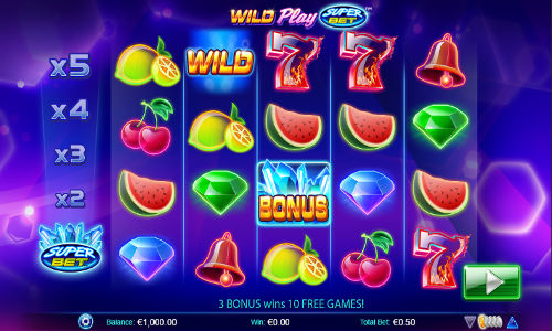 Wild Play base game screenshot showing reels and features