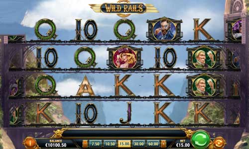 Wild Rails base game screenshot showing reels and features