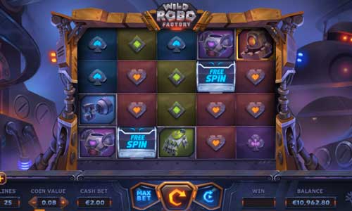 Wild Robo Factory base game screenshot showing reels and features