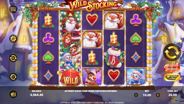 Wild Stocking base game screenshot showing reels and features