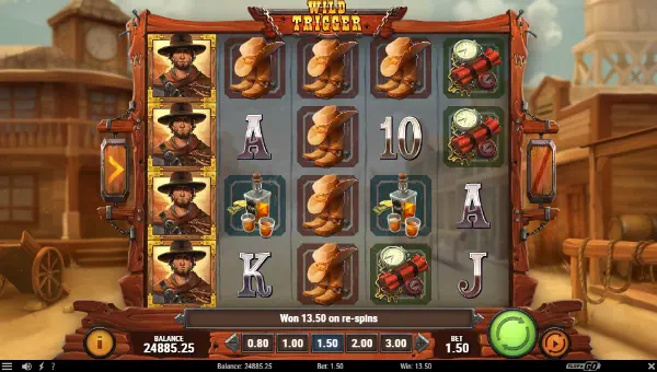 Wild Trigger base game screenshot showing reels and features