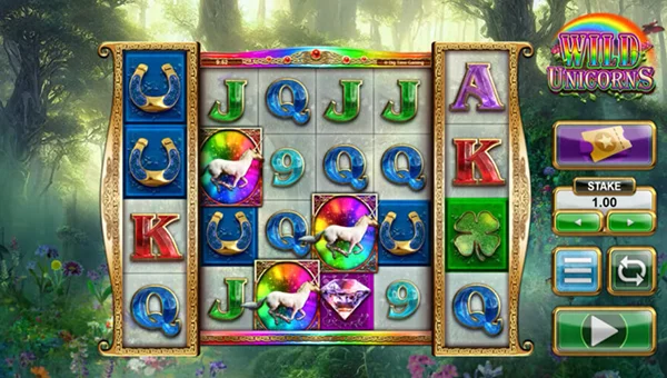 Wild Unicorns base game screenshot showing reels and features