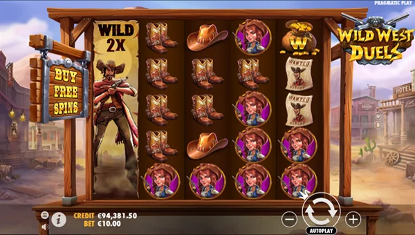 Wild West Duels base game screenshot showing reels and features