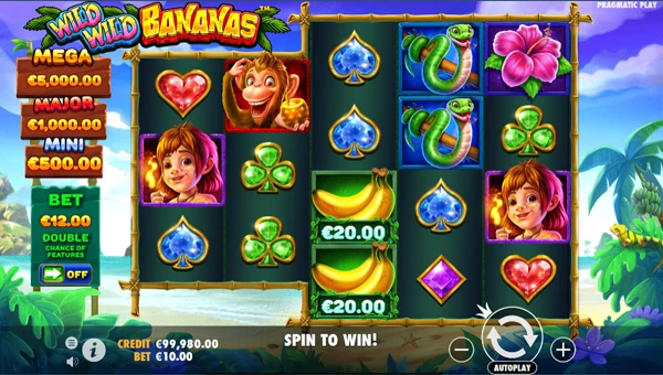 Wild Wild Bananas base game screenshot showing reels and features