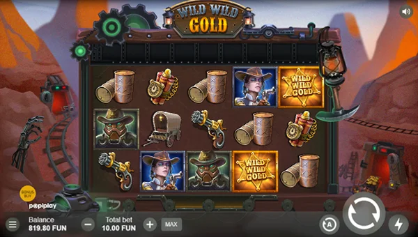 Wild Wild Gold base game screenshot showing reels and features