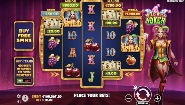 Wild Wild Joker base game screenshot showing reels and features