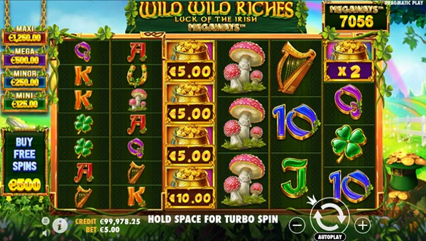 Wild Wild Riches Megaways base game screenshot showing reels and features