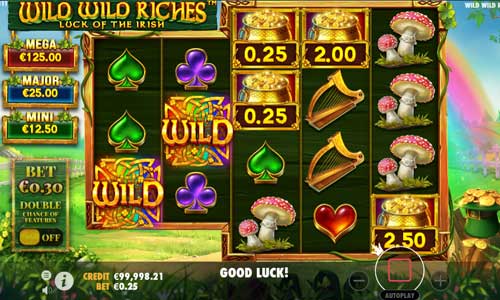 Wild Wild Riches base game screenshot showing reels and features