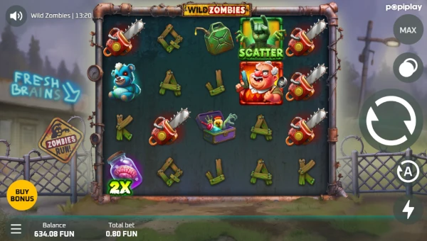 Wild Zombies base game screenshot showing reels and features
