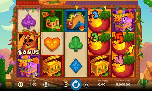 Willys Hot Chillies base game screenshot showing reels and features