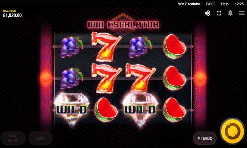 Win Escalator base game screenshot showing reels and features