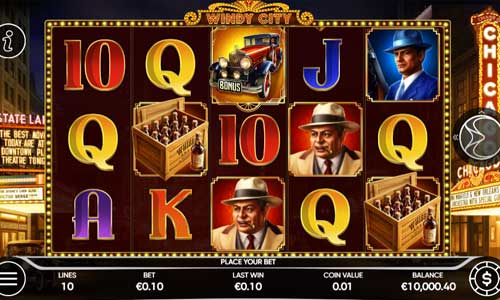 Windy City base game screenshot showing reels and features