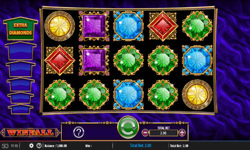 Winfall base game screenshot showing reels and features