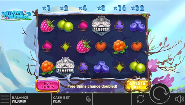 Winter Berries 2 base game screenshot showing reels and features