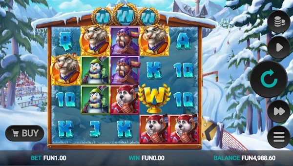 Winter Champions base game screenshot showing reels and features