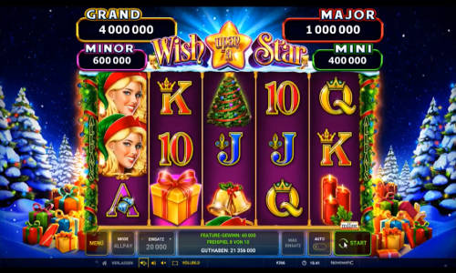 Wish Upon a Star base game screenshot showing reels and features