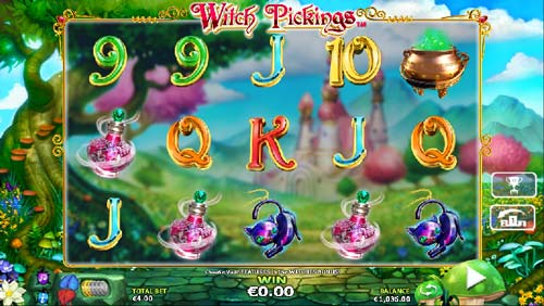 Witch Pickings base game screenshot showing reels and features