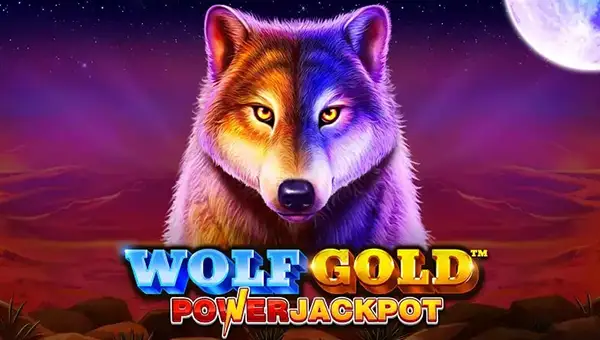Wolf Gold Power Jackpot base game screenshot showing reels and features