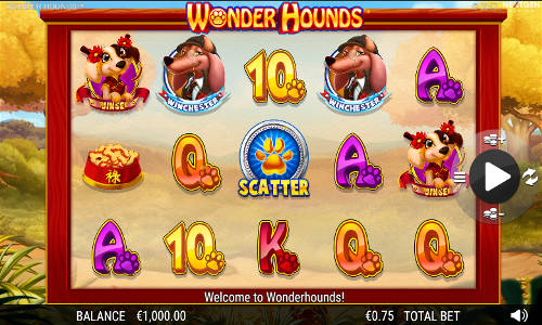 Wonder Hounds Slot Base Game Wonder Hounds base game screenshot showing reels and features