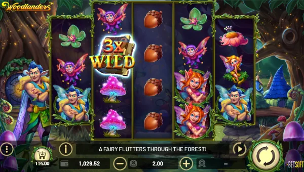 Woodlanders base game screenshot showing reels and features