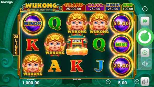 Wukong base game screenshot showing reels and features
