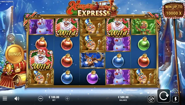 Xmas Express base game screenshot showing reels and features
