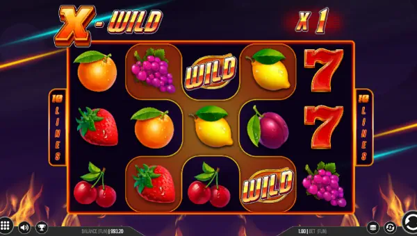 X Wild base game screenshot showing reels and features