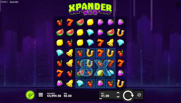 Xpander base game screenshot showing reels and features