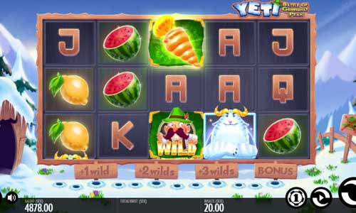 Yeti Battle of Greenhat Peak base game screenshot showing reels and features