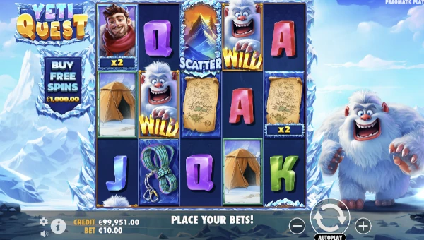 Yeti Quest base game screenshot showing reels and features