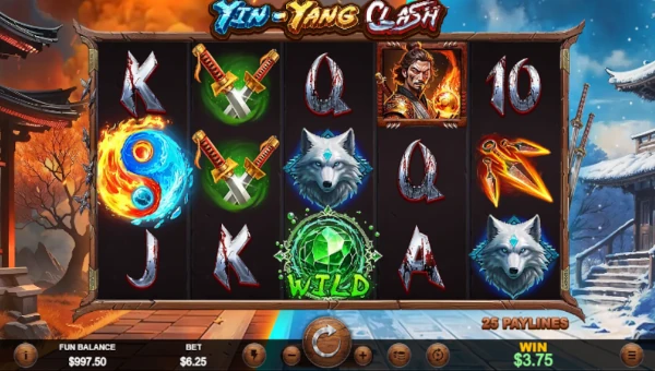 Yin Yang Clash base game screenshot showing reels and features