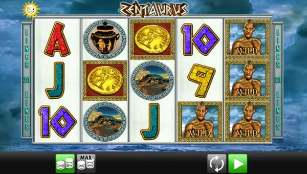 Zentaurus base game screenshot showing reels and features