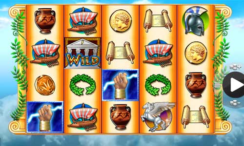 Zeus II base game screenshot showing reels and features