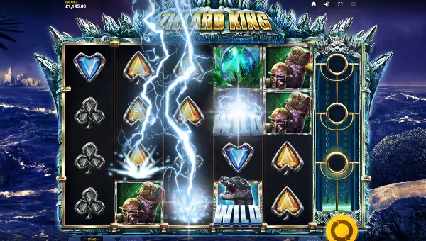 Zillard King base game screenshot showing reels and features