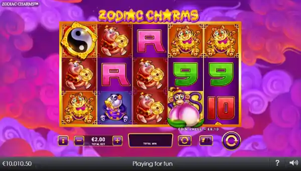 Zodiac Charms base game screenshot showing reels and features