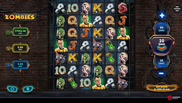 Zombies base game screenshot showing reels and features