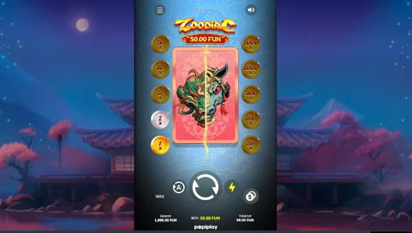 Zoodiac base game screenshot showing reels and features